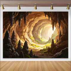 Lofaris Toile de fond de photographie grotte naturelle, lumière et stalactites, décor de paysage mystérieux avec verdure pour studio photo
