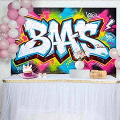 Lofaris Toile de fond de photographie graffiti vibrante et colorée style art urbain, moderne pour studio photo ou événement hip hop