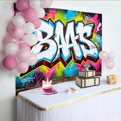 Lofaris Toile de fond de photographie graffiti vibrante et colorée style art urbain, moderne pour studio photo ou événement hip hop