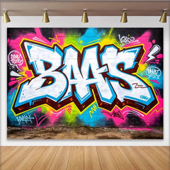 Lofaris Toile de fond de photographie graffiti vibrante et colorée style art urbain, moderne pour studio photo ou événement hip hop