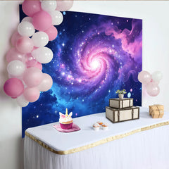 Lofaris Toile de fond de photographie galaxie spirale rose et violette scintillante, arrière-plan cosmique pour studio photo et portrait