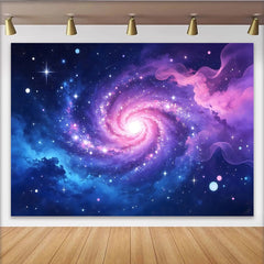 Lofaris Toile de fond de photographie galaxie spirale rose et violette scintillante, arrière-plan cosmique pour studio photo et portrait