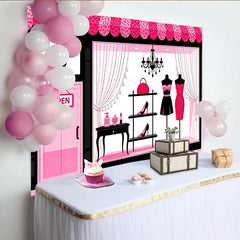 Lofaris Toile de fond de photographie boutique chic rose et noire, élégant arrière-plan pour studio photo et événement mode