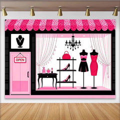 Lofaris Toile de fond de photographie boutique chic rose et noire, élégant arrière-plan pour studio photo et événement mode