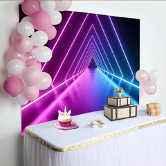 Lofaris Toile de fond de photographie néon géométrique avec tunnel lumineux, arrière-plan futuriste pour studio photo et événement