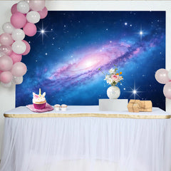 Lofaris Toile de fond de photographie galaxie bleue et violette avec étoiles, magnifique arrière-plan cosmique pour studio photo professionnel