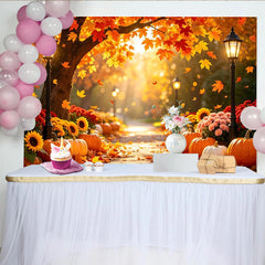 Lofaris Toile de fond de photographie d'automne avec citrouilles et feuilles d'érable, magnifique arrière-plan lumineux pour studio photo