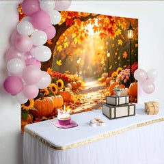 Lofaris Toile de fond de photographie d'automne avec citrouilles et feuilles d'érable, magnifique arrière-plan lumineux pour studio photo