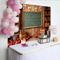 Lofaris Toile de fond de photographie scolaire avec tableau noir et livres, décor rustique pour studio photo et rentrée des classes