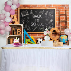 Lofaris Toile de fond tableau noir rentrée scolaire avec livres et fournitures, arrière-plan éducatif pour studio photo et salle de classe