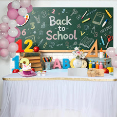 Lofaris Toile de fond pour la rentrée scolaire avec tableau noir et fournitures colorées, décor pour studio photo ou événement éducatif