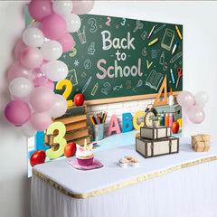 Lofaris Toile de fond pour la rentrée scolaire avec tableau noir et fournitures colorées, décor pour studio photo ou événement éducatif