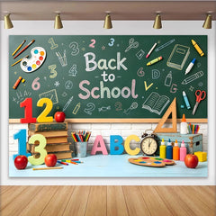 Lofaris Toile de fond pour la rentrée scolaire avec tableau noir et fournitures colorées, décor pour studio photo ou événement éducatif