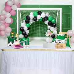 Lofaris Toile de fond anniversaire football avec but, ballons verts et trophées, superbe de terrain pour séance photo et décoration