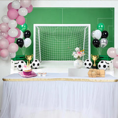 Lofaris Toile de fond de football pour anniversaire garçon avec ballons et trophées, magnifique arrière-plan de terrain de sport