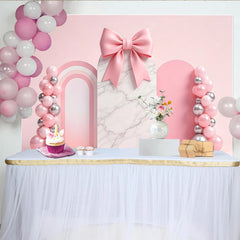 Lofaris Toile de fond rose pour baby shower avec nœud et ballons, magnifique décor de fête prénatale pour séance photo