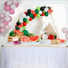Lofaris Toile de fond de photographie d'été avec pastèques et ballons colorés, décor de pique-nique ludique pour studio photo ou fête d'enfants