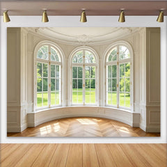 Lofaris Toile de fond de photographie intérieur classique, fenêtres arquées, arrière-plan lumineux pour studio photo et portraits