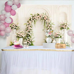 Lofaris Toile de fond de mariage avec arche florale roses roses et verdure, élégant décor romantique pour studio photo et événement
