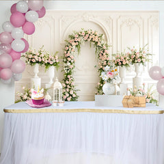 Lofaris Toile de fond de mariage florale avec arche de roses roses et blanches, élégant décor de cérémonie pour studio photo