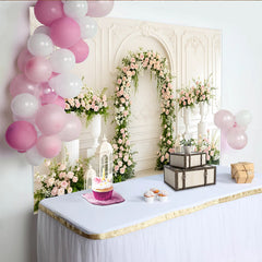 Lofaris Toile de fond de mariage florale avec arche de roses roses et blanches, élégant décor de cérémonie pour studio photo