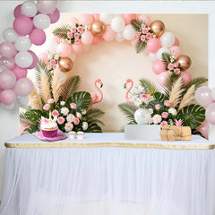 Lofaris Toile de fond pour anniversaire flamant rose tropical avec ballons roses, magnifique décor de fête pour studio photo et événements