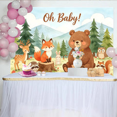 Lofaris Toile de fond pour baby shower safari avec animaux de la forêt et inscription Oh Baby, arrière-plan de photographie pour fête prénatale