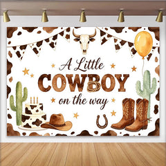 Lofaris Toile de fond pour baby shower cowboy avec imprimé vache, crâne de taureau et bottes, décor western pour fête prénatale garçon