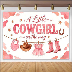 Lofaris Toile de fond rose cowgirl pour baby shower fille avec bottes et chapeau, adorable western pour fête prénatale et séance photo