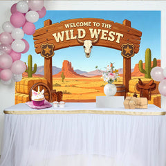 Lofaris Toile de fond de photographie Far West avec désert et cactus, arrière-plan authentique pour studio professionnel