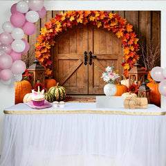 Lofaris Toile de fond de photographie d'automne rustique, citrouilles et feuilles, en bois pour studio photo et événements saisonniers