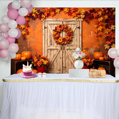 Lofaris Toile de fond d'automne avec citrouilles et feuilles, arrière-plan rustique pour studio photo et décor de fête