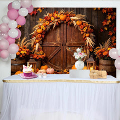 Lofaris Toile de fond rustique de Thanksgiving avec citrouilles et feuilles d'automne, arrière-plan pour fête de la récolte et séance photo