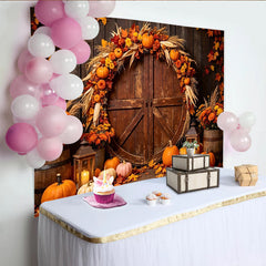 Lofaris Toile de fond rustique de Thanksgiving avec citrouilles et feuilles d'automne, arrière-plan pour fête de la récolte et séance photo