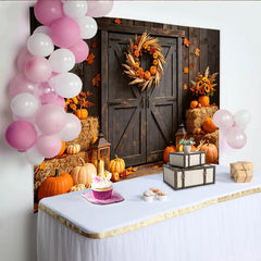 Lofaris Toile de fond d'automne rustique avec citrouilles et feuilles, décor chaleureux pour Thanksgiving et studio photo