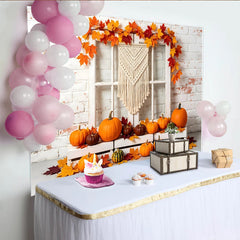 Lofaris Toile de fond de photographie d'automne rustique avec citrouilles et feuilles, magnifique arrière-plan pour studio photo et décor