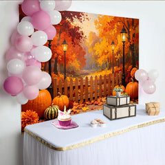 Lofaris Toile de fond de photographie automne avec citrouilles et feuilles d'érable, magnifique décor de studio pour portraits et scènes