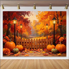 Lofaris Toile de fond de photographie automne avec citrouilles et feuilles d'érable, magnifique décor de studio pour portraits et scènes