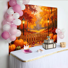 Lofaris Toile de fond d'automne vibrante avec citrouilles et feuilles d'érable, décor de saison pour studio photo et fête de la récolte