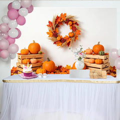 Lofaris Toile de fond d'automne avec citrouilles et feuilles colorées, magnifique décor de récolte pour Thanksgiving et studio photo