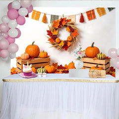 Lofaris Toile de fond d'automne avec citrouilles et feuilles d'érable, arrière-plan de récolte pour studio photo et décoration de fête