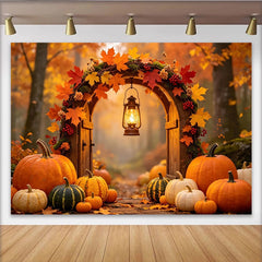 Lofaris Toile de fond d'automne rustique avec citrouilles et feuilles d'érable, magnifique arrière-plan pour la récolte et studio photo