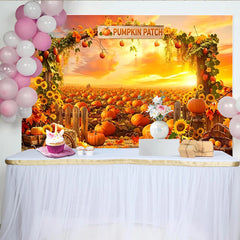 Lofaris Toile de fond d'automne champ de citrouilles et tournesols, magnifique arrière-plan pour fête de la récolte ou studio photo