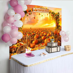 Lofaris Toile de fond d'automne champ de citrouilles et tournesols, magnifique arrière-plan pour fête de la récolte ou studio photo