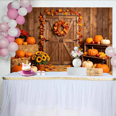 Lofaris Toile de fond de photographie d'automne rustique avec citrouilles, feuilles d'érable et bottes de foin pour studio