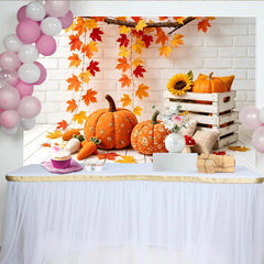 Lofaris Toile de fond d'automne avec citrouilles et feuilles d'érable, magnifique arrière-plan pour studio photo et décoration de fête