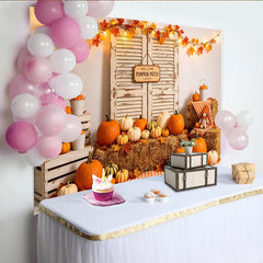 Lofaris Toile de fond d'automne avec citrouilles et volets rustiques, arrière-plan de récolte chaleureux pour studio photo ou fête