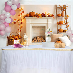 Lofaris Toile de fond de Thanksgiving avec citrouilles et feuilles d'automne, décor de récolte chaleureux pour studio photo