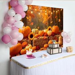 Lofaris Toile de fond d'automne avec citrouilles tournesols et feuilles d'érable, magnifique décor de récolte pour studio photo ou fête