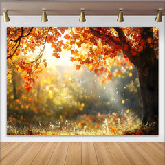 Lofaris Toile de fond de photographie forêt d'automne avec feuilles d'érable lumineuses, superbe arrière-plan pour studio photo et portrait